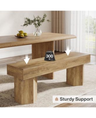 Wooden Dining Bench, 41" Farmhouse Entryway Bench for Indoor Space, Long End of Bed Seat for Dining Room, Bedroom, Entry, Mudroom