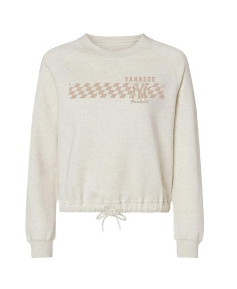 Женская толстовка Soft As A Grape Natural New York Yankees Tonal Checkered