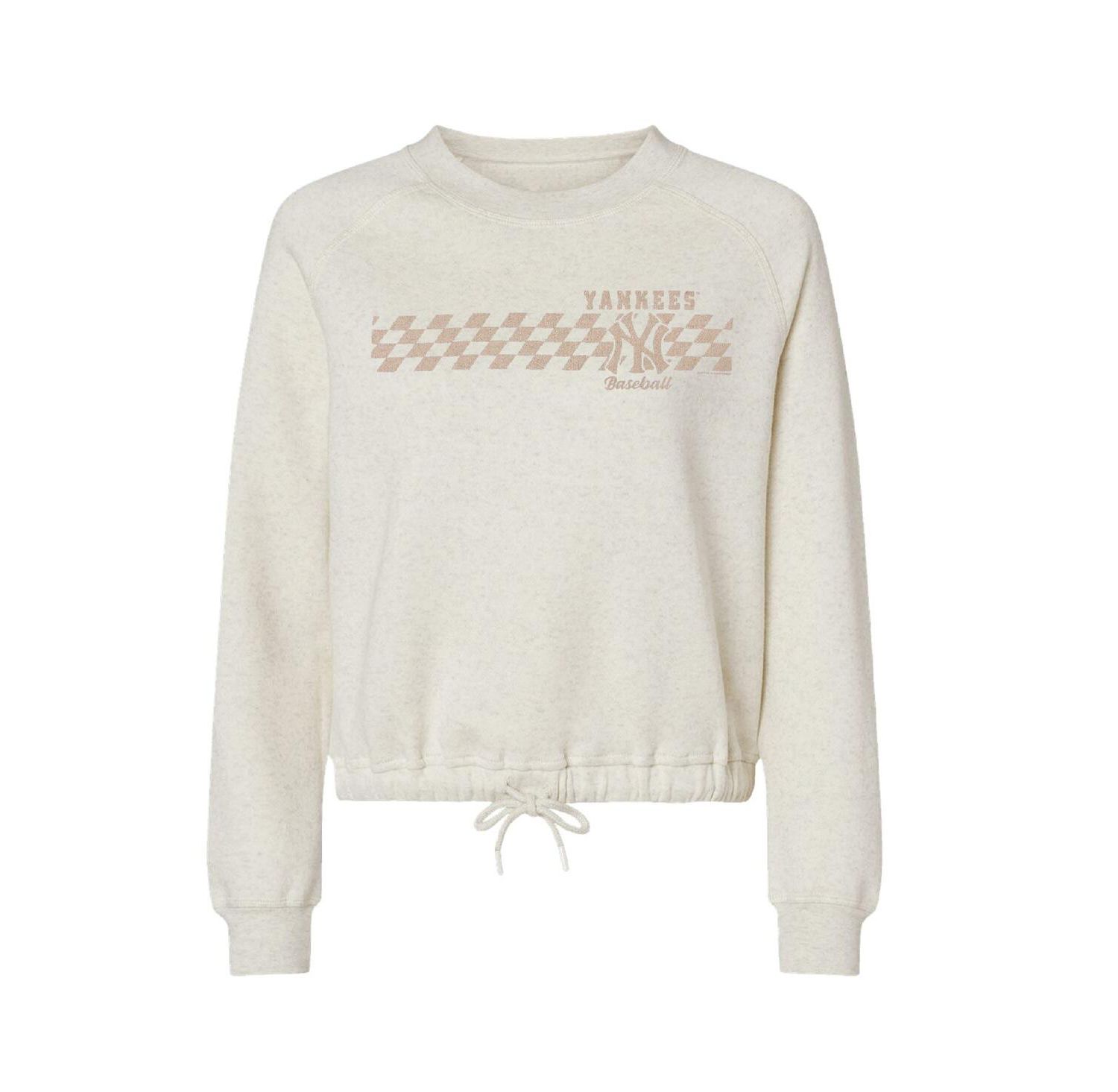 Women's Natural New York Yankees Tonal Checkered Sweatshirt