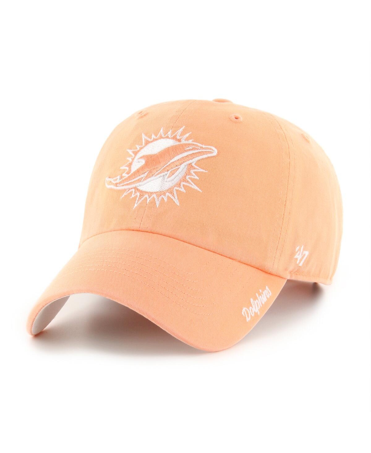 47 Brand Women's Orange Miami Dolphins Luminance Cheer Clean Up Adjustable Hat