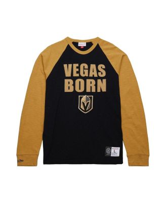 Mitchell & Ness - Men's Black/Gold Vegas Golden Knights Legendary Slub Raglan Long Sleeve T-Shirt
