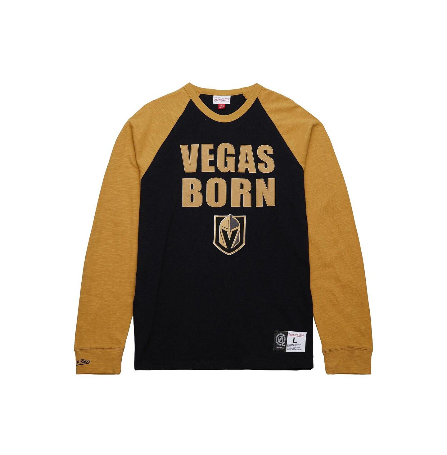 Мужская футболка Mitchell & Ness Black/Gold Vegas Golden Knights Legendary Slub Raglan Long Sleeve — фото 1