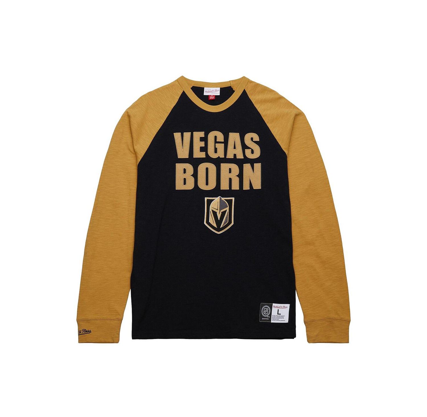 Men's Black/Gold Vegas Golden Knights Legendary Slub Raglan Long Sleeve T-Shirt
