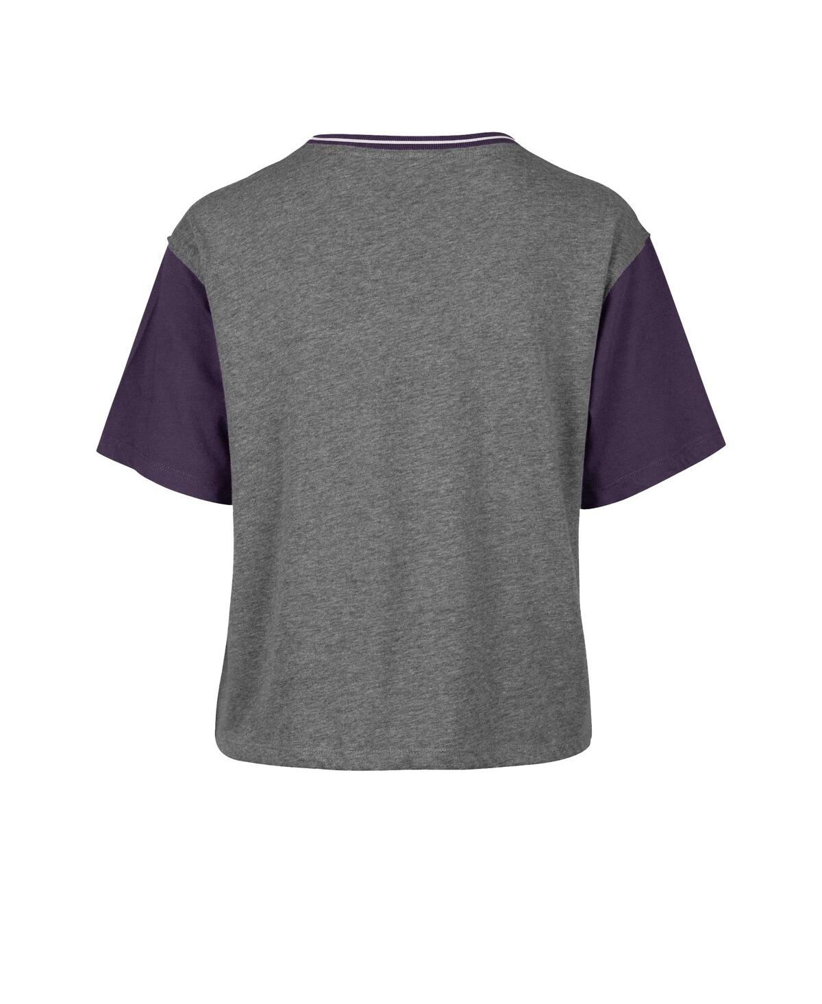 47 BRAND WOMEN'S GRAY LOS ANGELES LAKERS RISE CLUBHOUSE ZIGGY COLOR BLOCK T-SHIRT 
