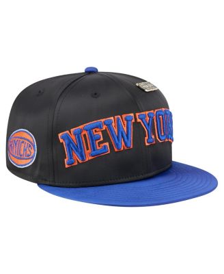 New Era - Men's&nbsp;Black/Blue New York Knicks Throwback Satin Vintage Pin Two-Tone 59FIFTY Fitted Hat