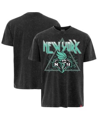 Sportiqe - Men's and Women's Black New York Liberty Rock Roll Collection Angus Mineral Wash Premium T-Shirt