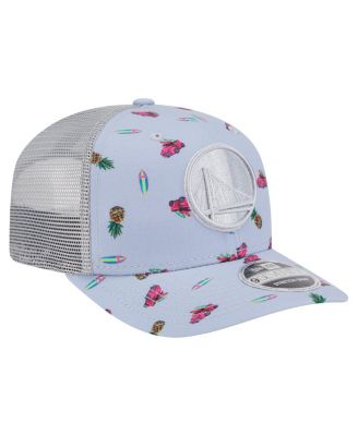 Men's Light Blue/Gray Golden State Warriors Adventure Aloha Pattern 9SEVENTY Stretch Snap Hat