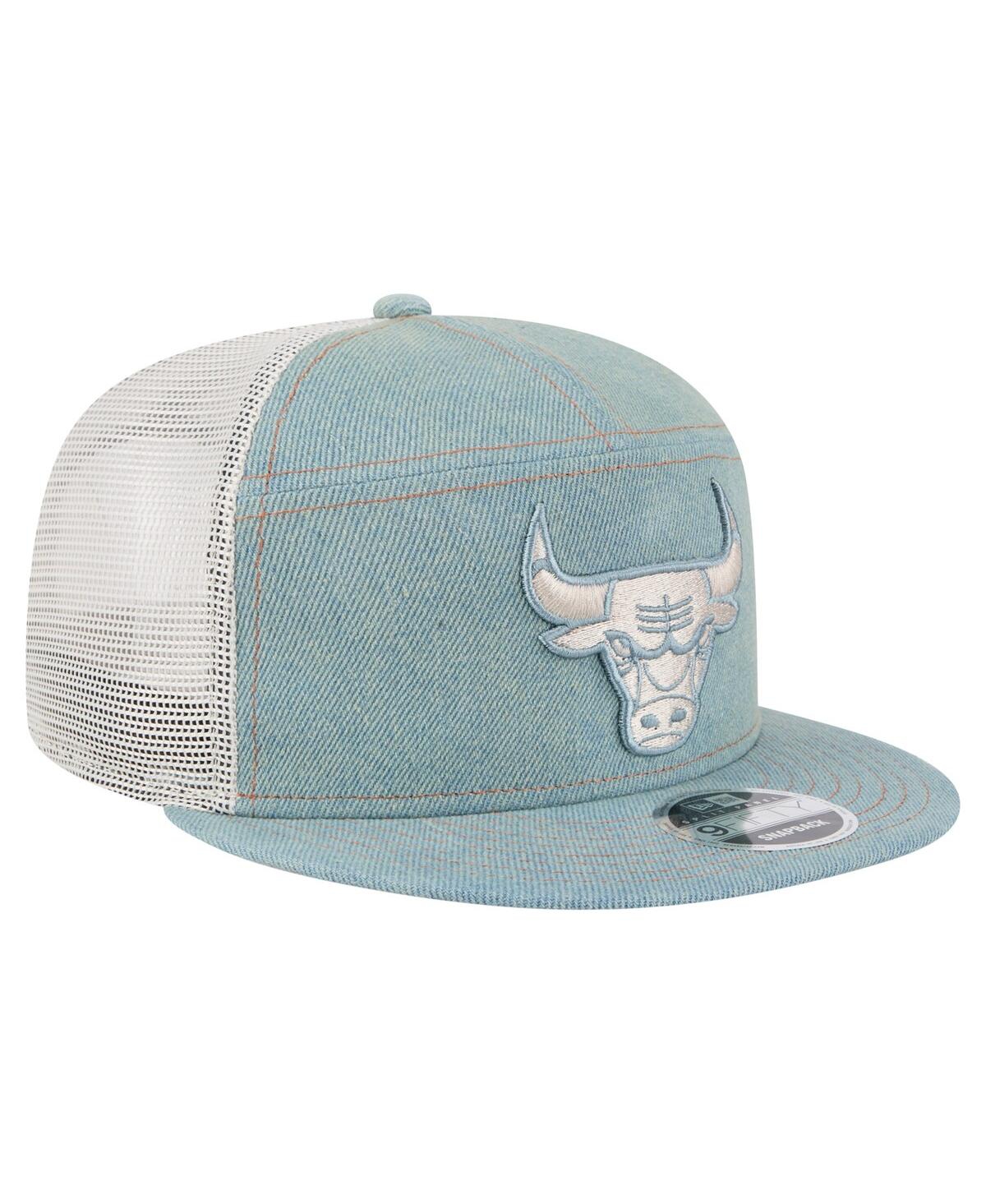 NEW ERA MEN'S CHICAGO BULLS ADVENTURE DENIM SPLIT PANEL 9FIFTY SNAPBACK TRUCKER HAT 