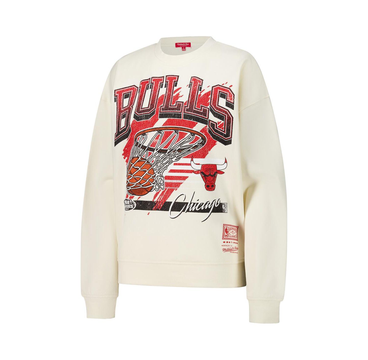 Women's Cream Chicago Bulls Brush Bucket Pullover Sweatshirt