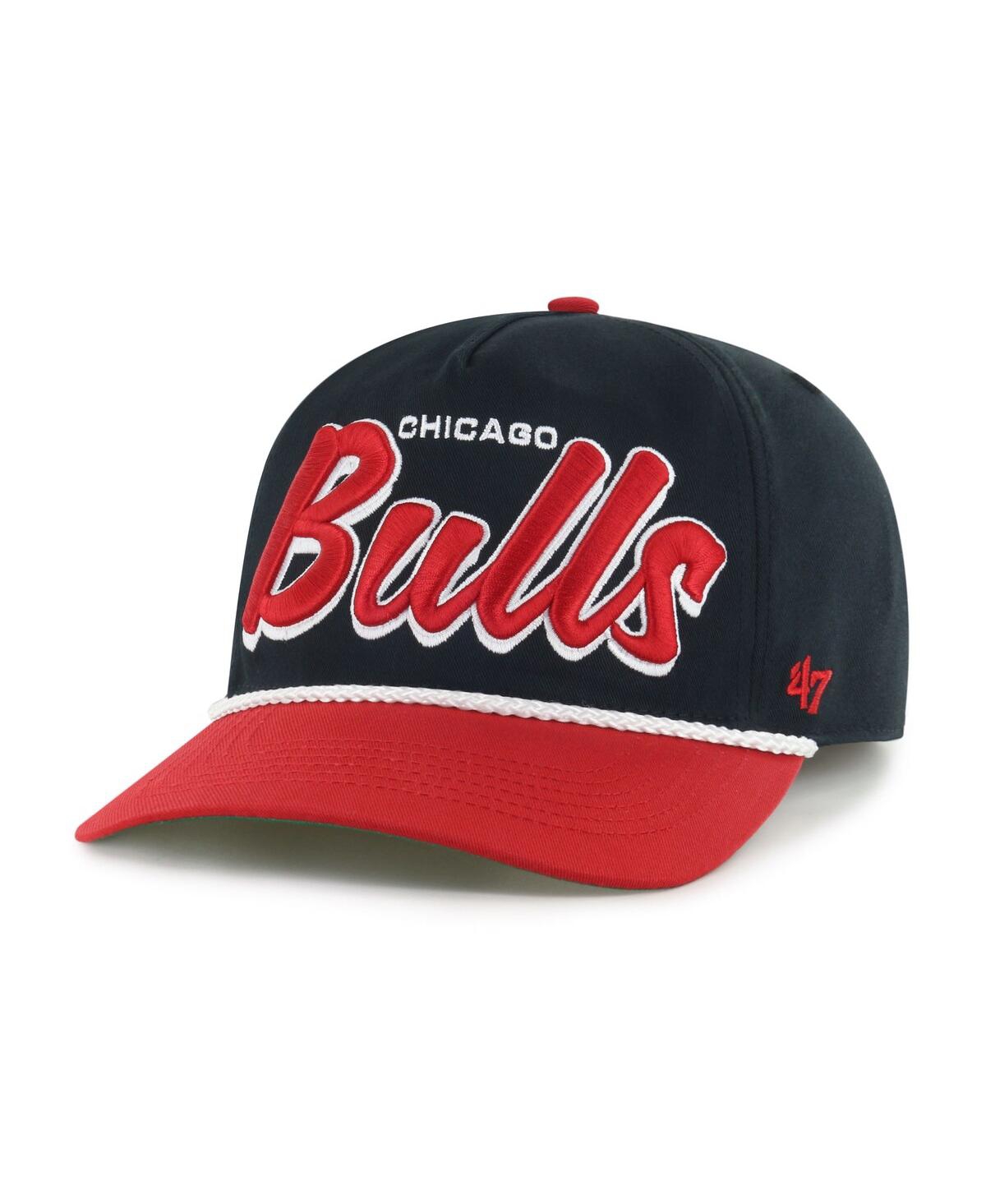 47 Brand Men's Black/red Chicago Bulls Drop Shadow Rope Hitch Adjustable Hat