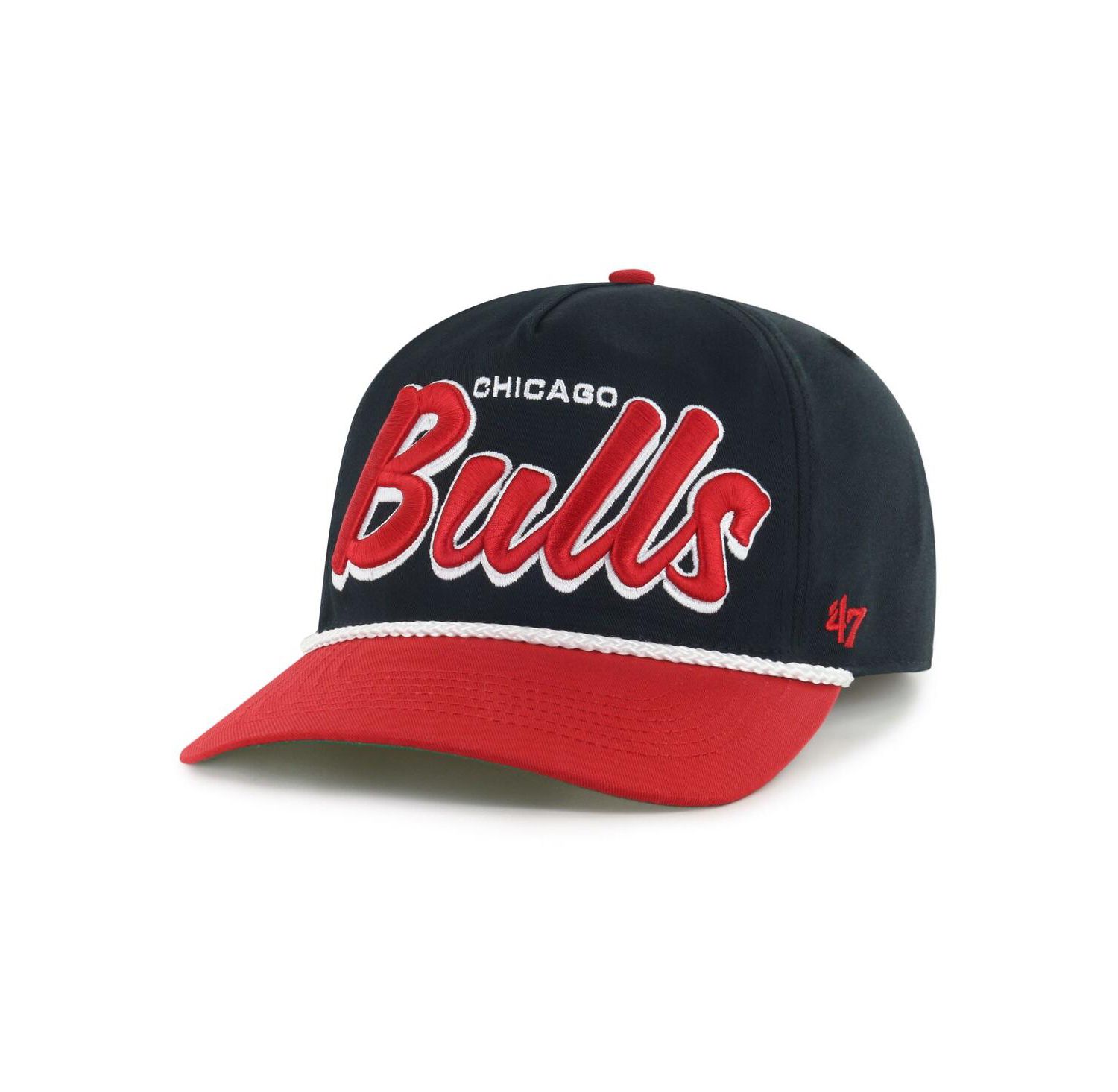Men's Black/Red Chicago Bulls Drop Shadow Rope Hitch Adjustable Hat