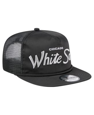 Men's Black Chicago White Sox Retro Satin Script Golfer Adjustable Hat