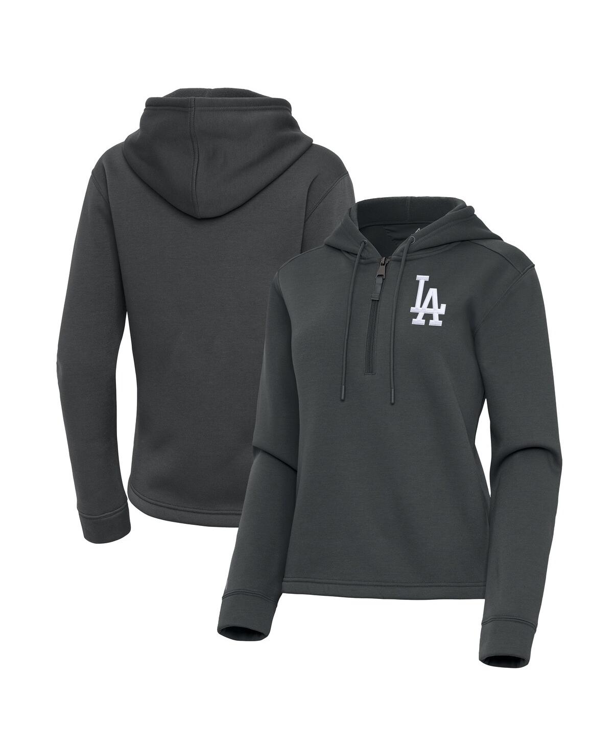 Women's Pewter Los Angeles Dodgers Contemporary Quarter-Zip Hoodie - Pewter
