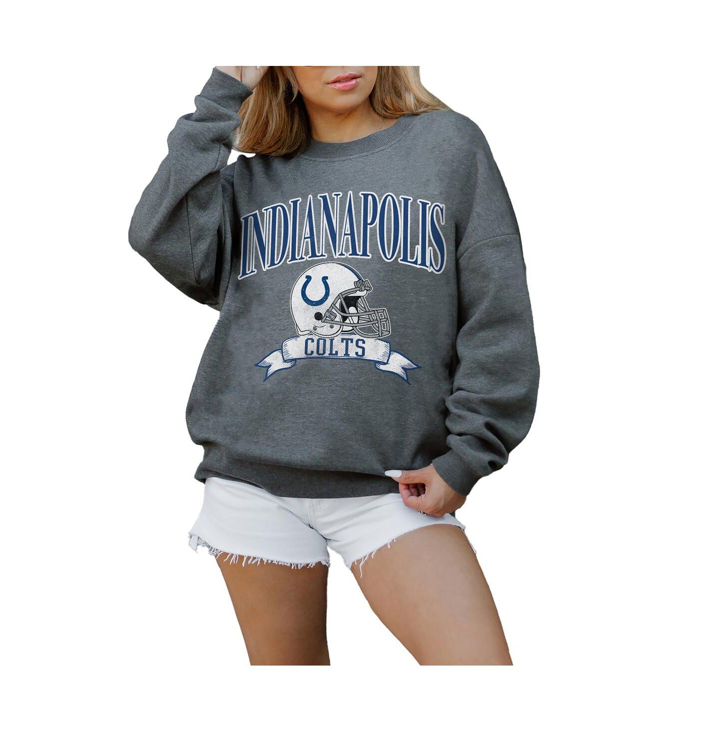 Женская толстовка Gameday Couture Charcoal Indianapolis Colts Seal The Deal Premium Fleece Drop Shoulder Pullover — фото 1