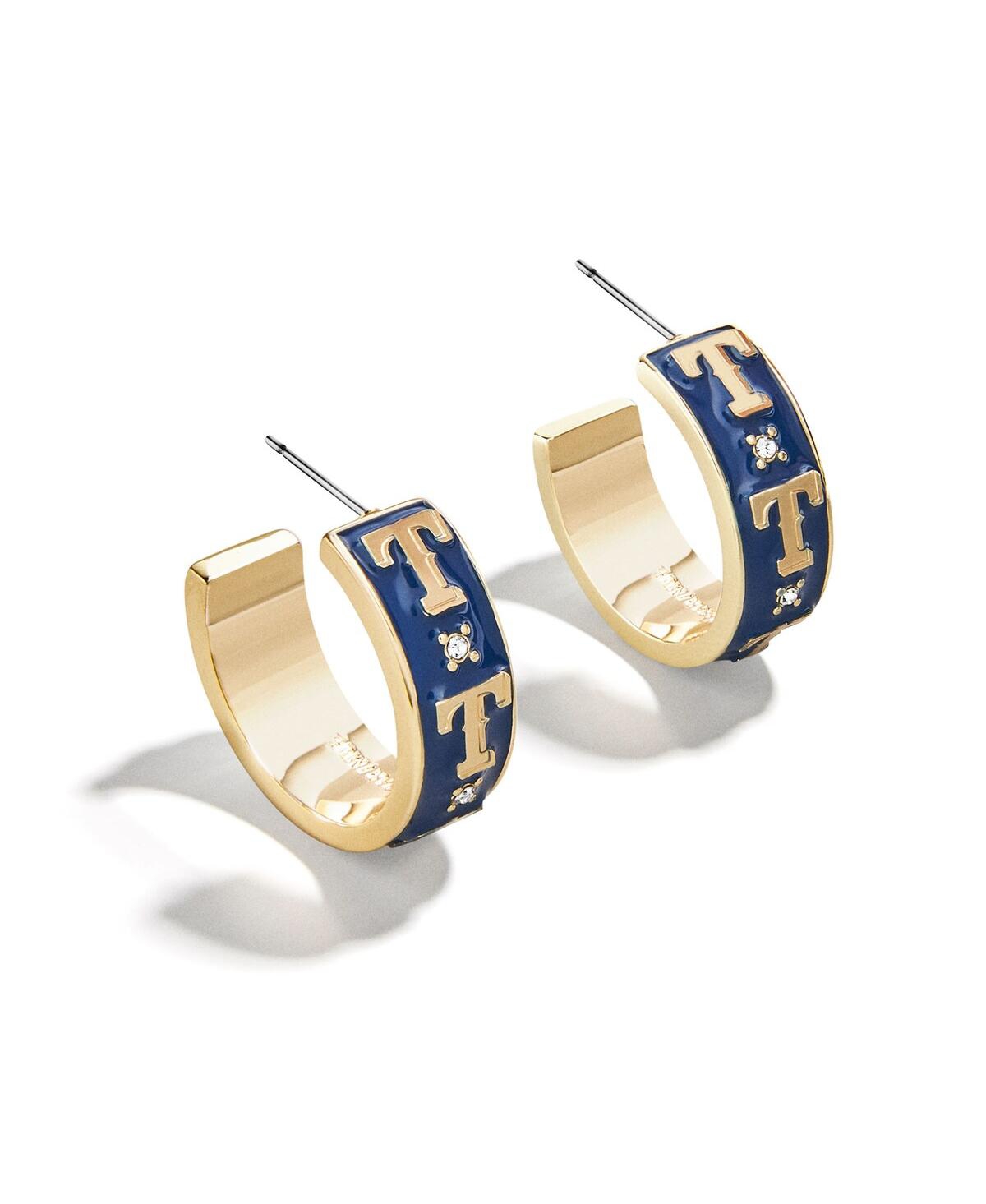 x BaubleBar Texas Rangers Enamel Hoop Earrings - Gold, Blue