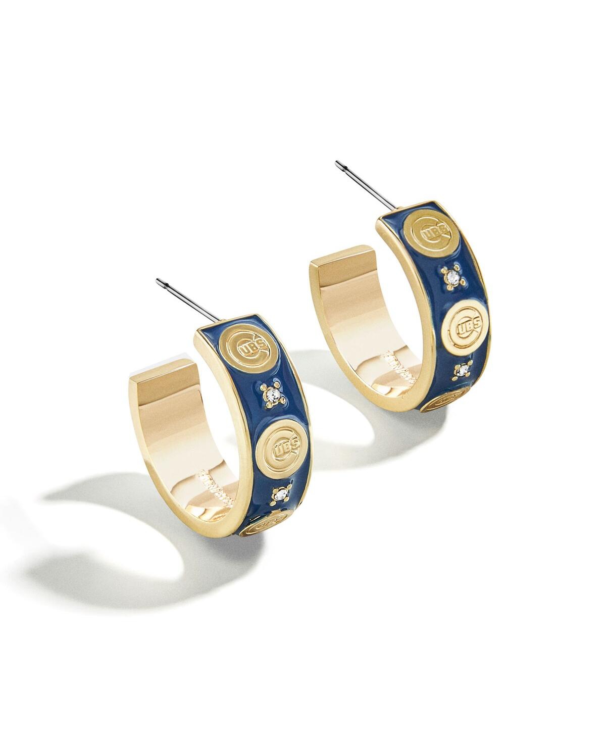 x BaubleBar Chicago Cubs Enamel Hoop Earrings - Gold, Blue