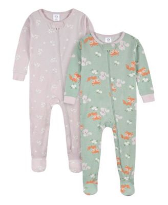 Baby Girls 4-Pack Snug Fit Footed Cotton Pajamas, Dreams & Rainbows, 24 Months