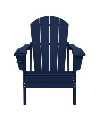 Outdoor Patio HDPE Resin Adirondack Chair With Cup Holder and Phone Holder