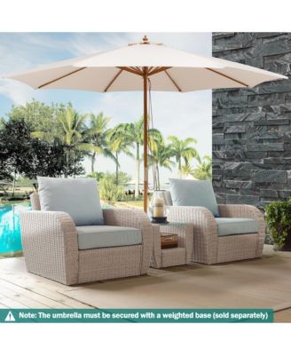 10FT Patio Umbrella Table Market Umbrella w/ 8 Bamboo Ribs Pulley Lift & Ventilation Hole