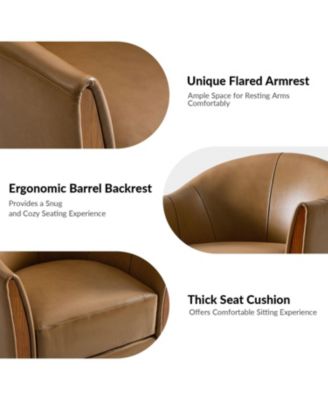 1 piece  Genuine Leather 360-degree Swivel Barrel Chair