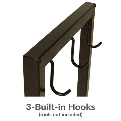 Indoor/Outdoor Steel Fire Pit or Fireplace Firewood Log Rack Holder with Hooks - 30"