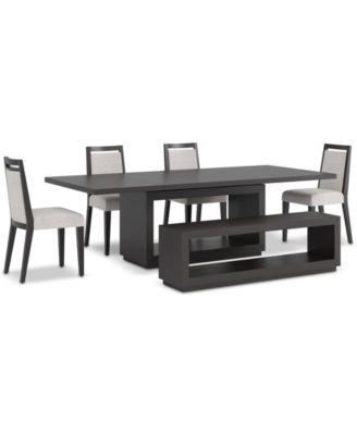 Tivie 6-Pc. Dining Set (Rectangular Table, 4 Wood Dining Chairs & Bench)
