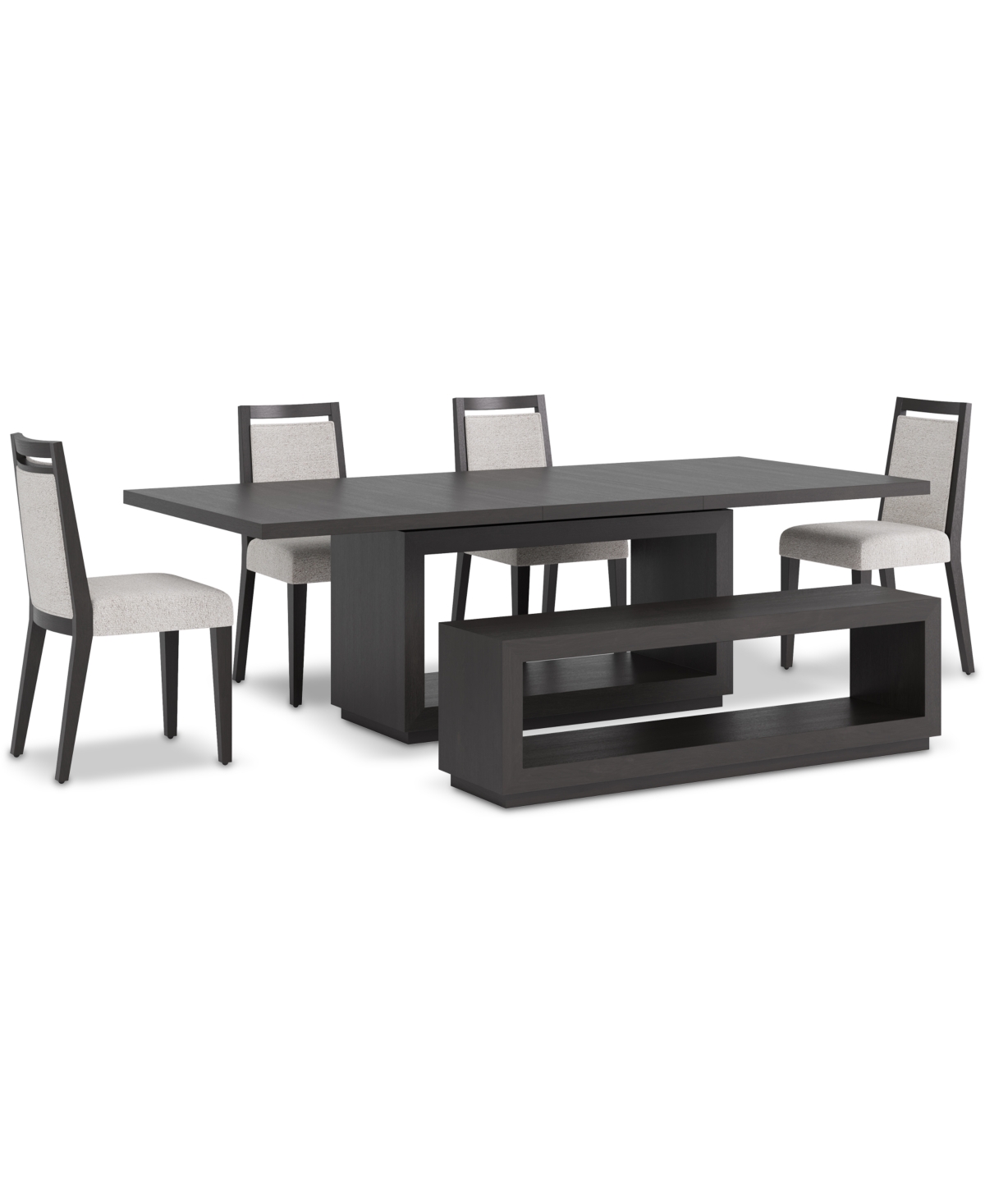 Macy's Tivie 6-pc. Dining Set (rectangular Table, 4 Wood Dining Chairs & Bench) In White