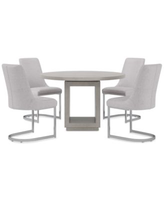 Tivie 5-Pc. Dining Set (Round Table & 4 Metal Dining Chairs)