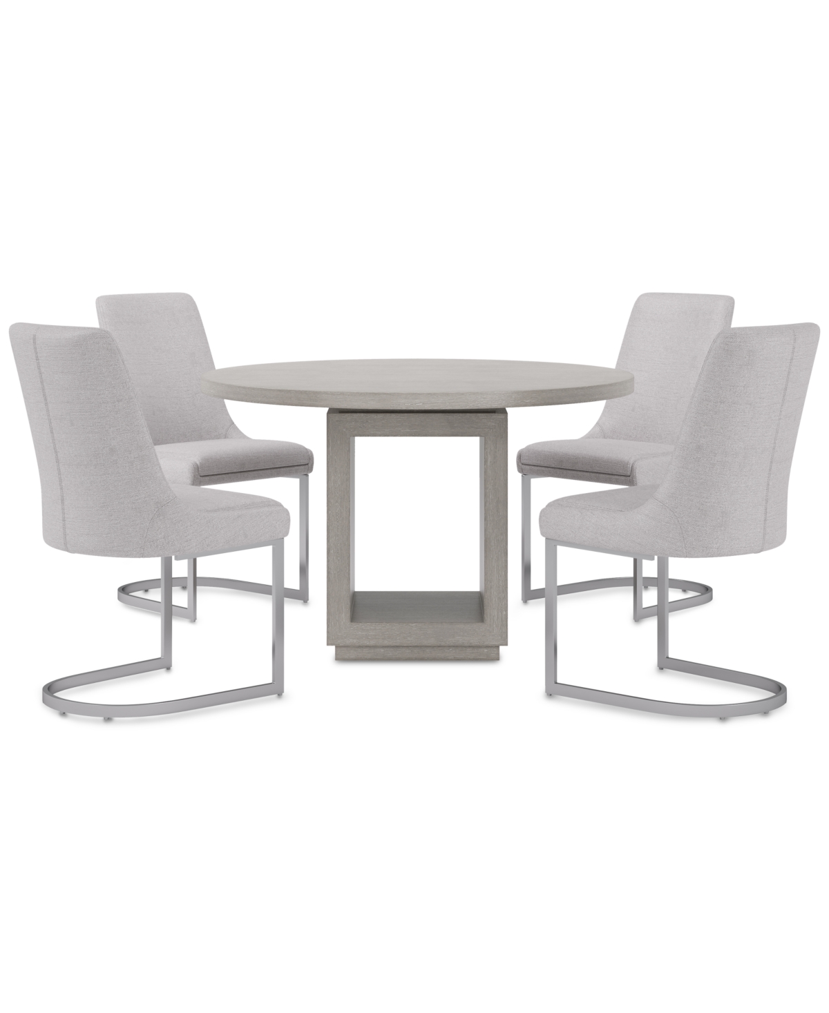 Macy's Tivie 5-pc. Dining Set (round Table & 4 Metal Dining Chairs) In White