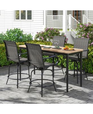 Outdoor Swivel Bar Stool Set of 2 w/Breathable Fabric and Heavy Duty Metal Frame Navy