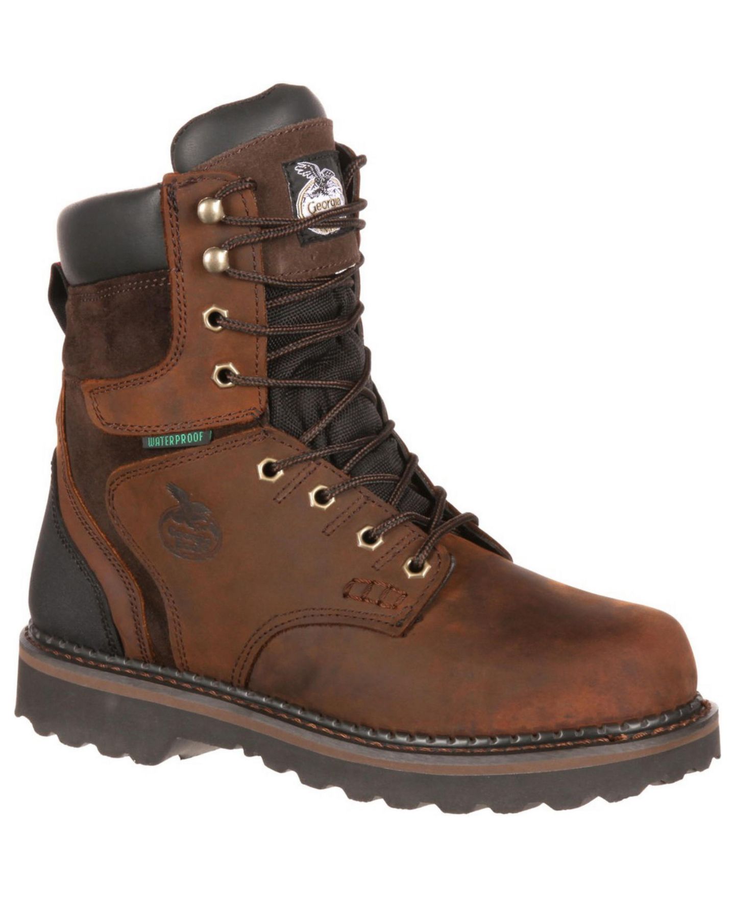 Мужские ботинки GEORGIA BOOT Brookville Waterproof 8" Work Boot, цвет: Тёмный коричневый — фото 1