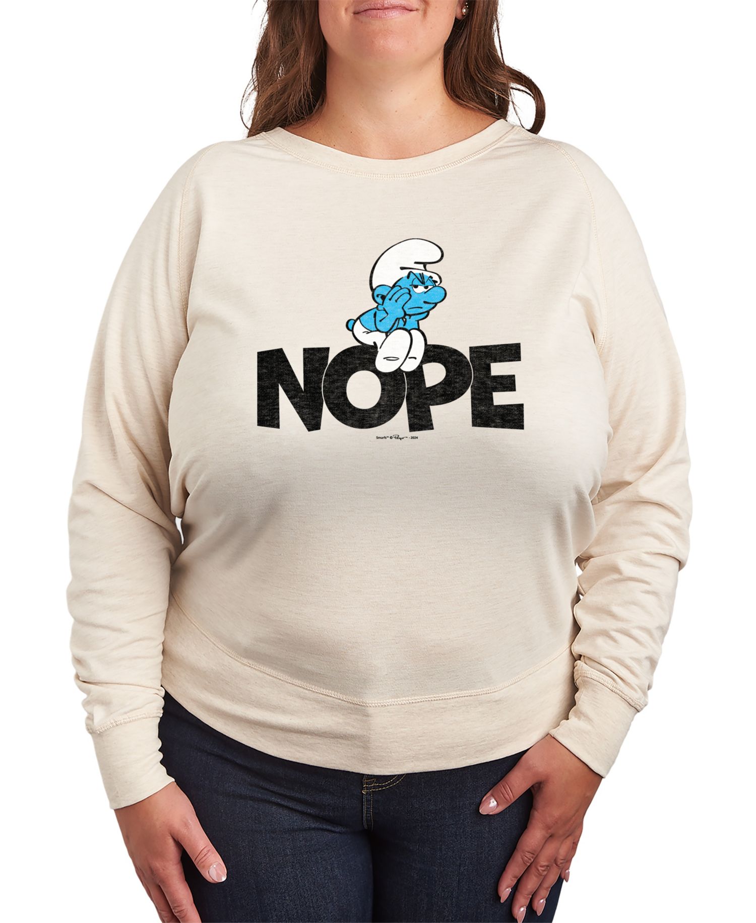 Plus Size The Smurfs Nope Graphic Pullover T-Shirt
