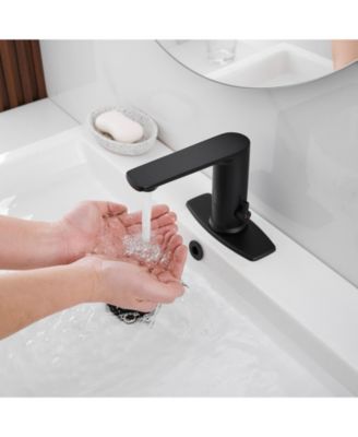 Automatic Sensor Touchless Single Hole Bathroom Sink Faucet With Temperature Mixing Valve In Polished Chrome