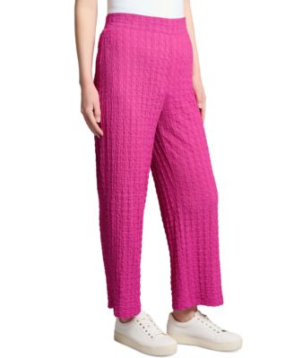 Petite Textured Pull-On Wide-Leg Pants