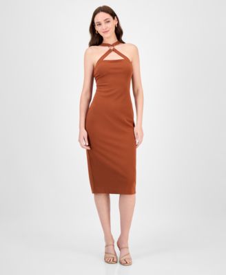 RACHEL Rachel Roy - Abra Hardware-Trim Halter Midi Dress