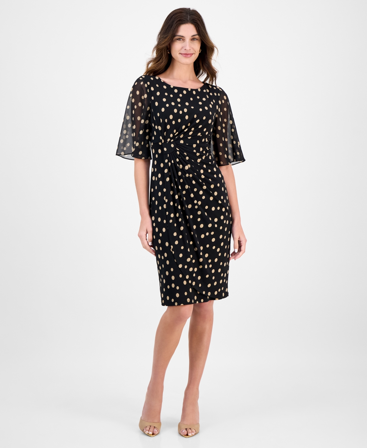 Women's Butterfly-Sleeve Sheath Dress - Camel