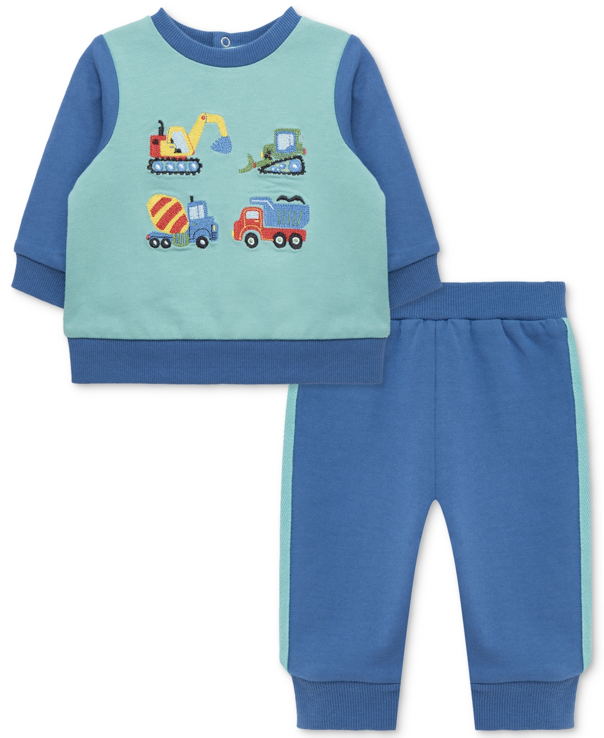 Little Me Baby Boys Cotton Trucks Sweatshirt & Jogger Pants, 2 Piece Set In Multi