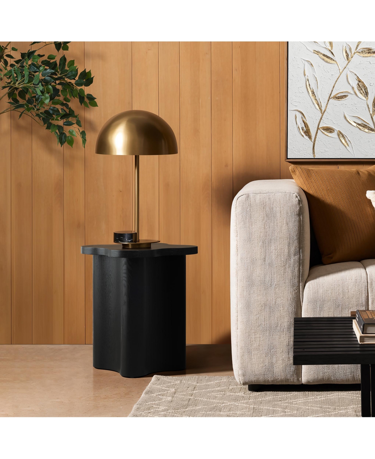 Luxenhome Black Modern Cloverleaf Mdf Wood Side Table
