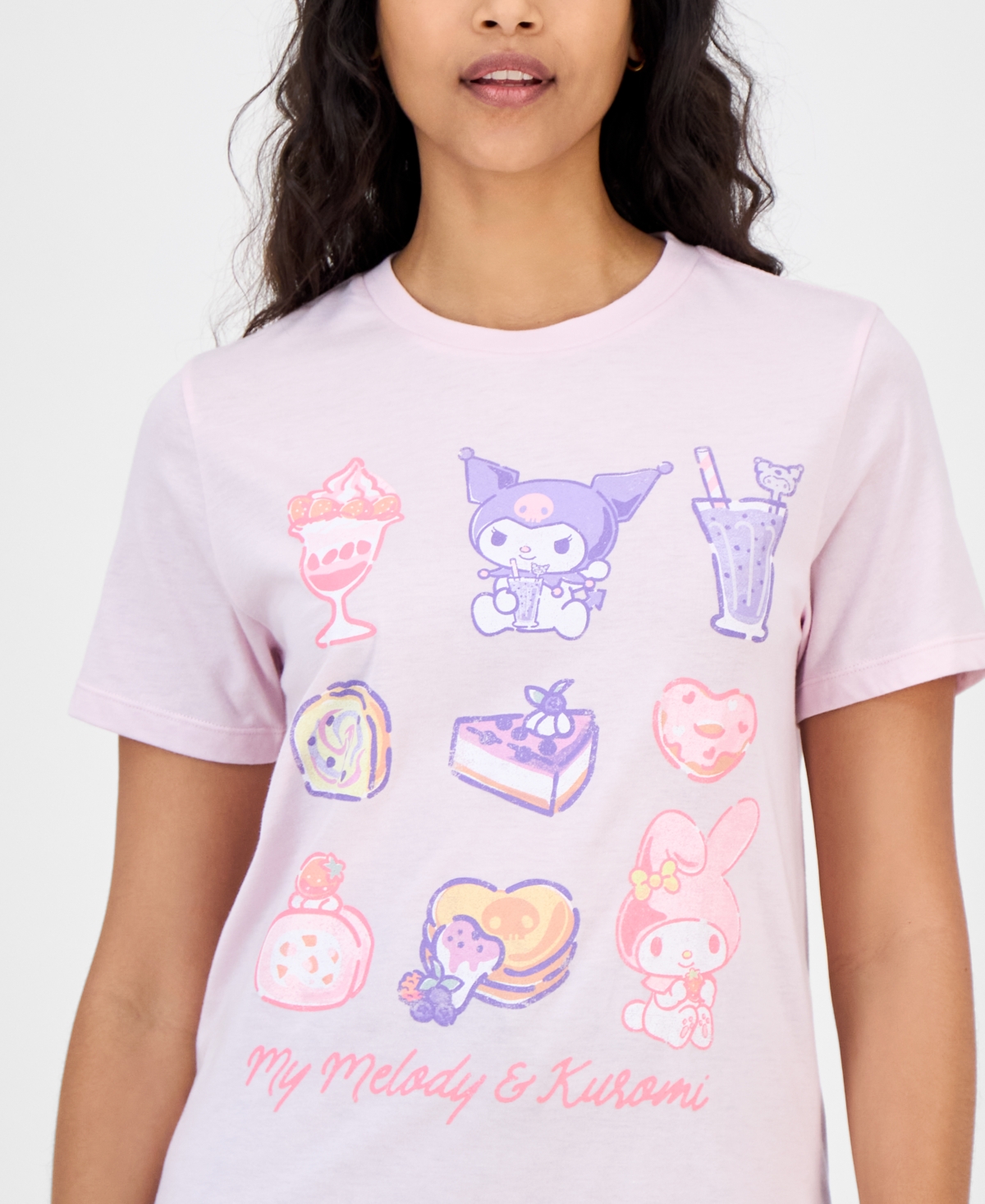 Grayson Threads, The Label Juniors' My Melody & Kuromi T-shirt In Pink