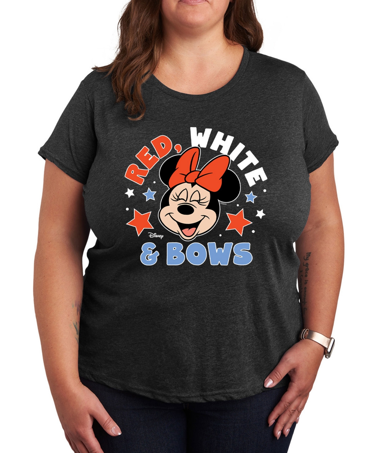 Plus Size Disney Minnie Graphic Crew Neck T-Shirt - Black