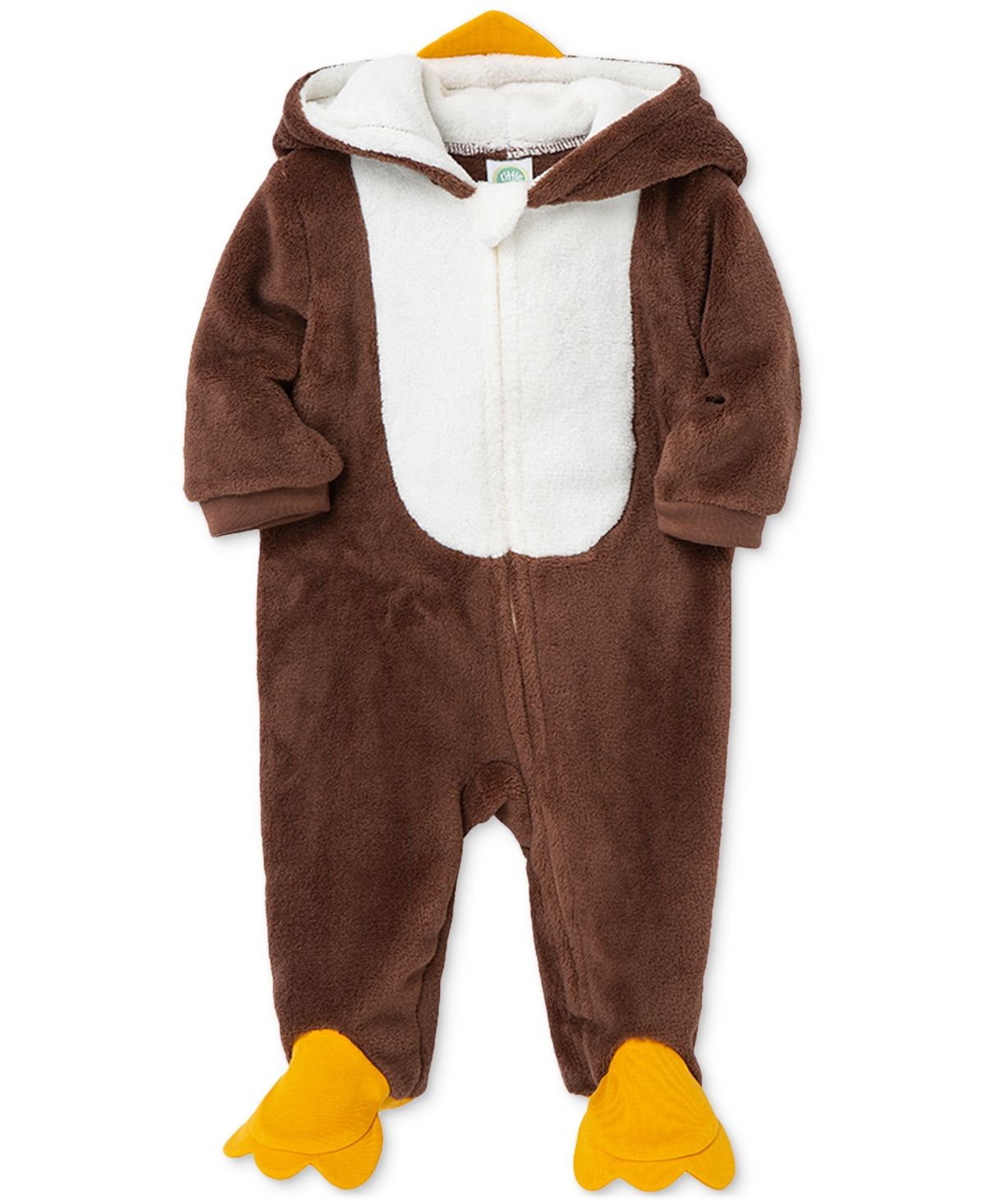 Little Me Baby Turkey Minky Fleece Footed Coverall In Brown