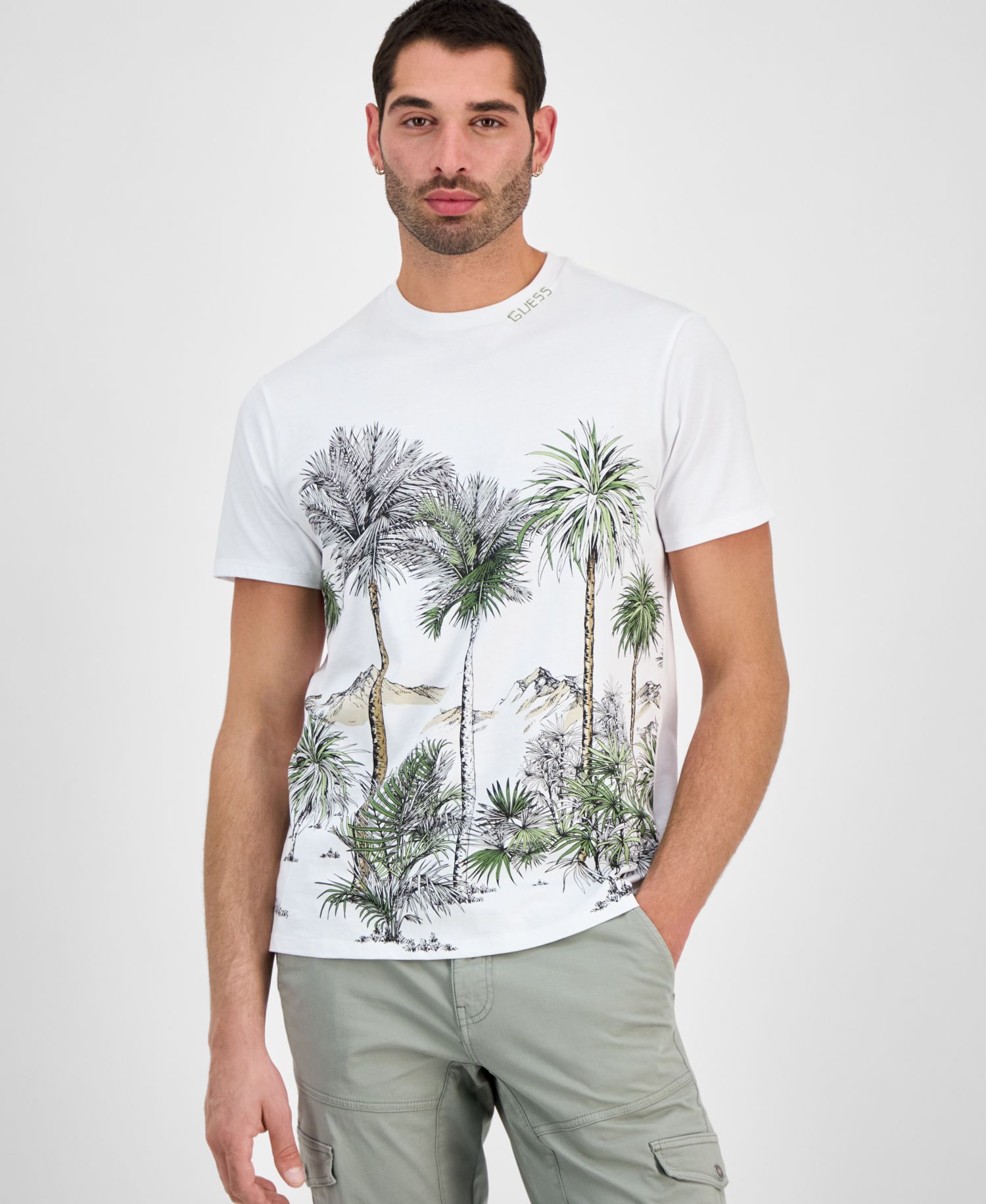Men's Urban Palm Tree Short-Sleeve Crewneck Graphic T-Shirt