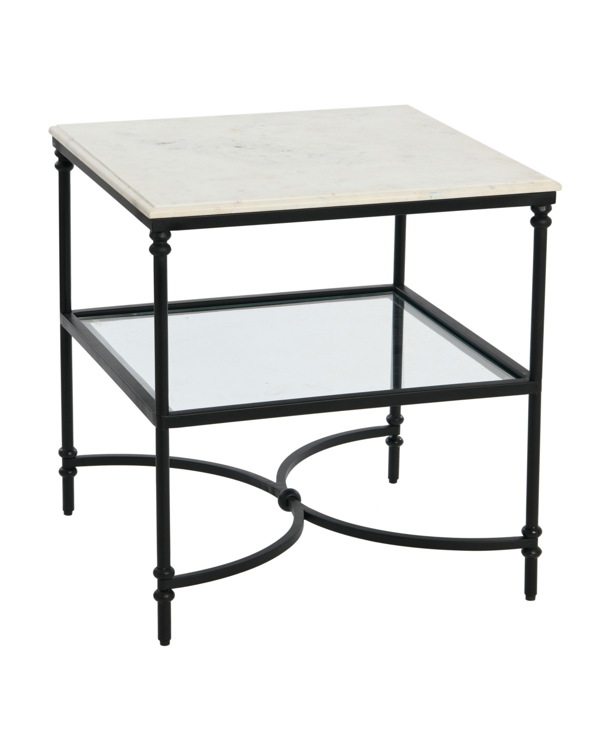 Creative Co-op 24" Libertine Genuine Marble And Metal Ogee Edge Square End Table