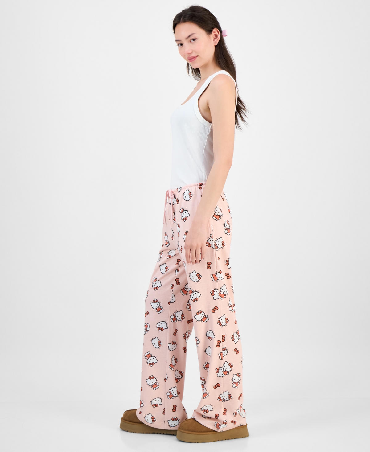 Love Tribe Junior's Hello Kitty Allover-print Drawstring Pants In Pink