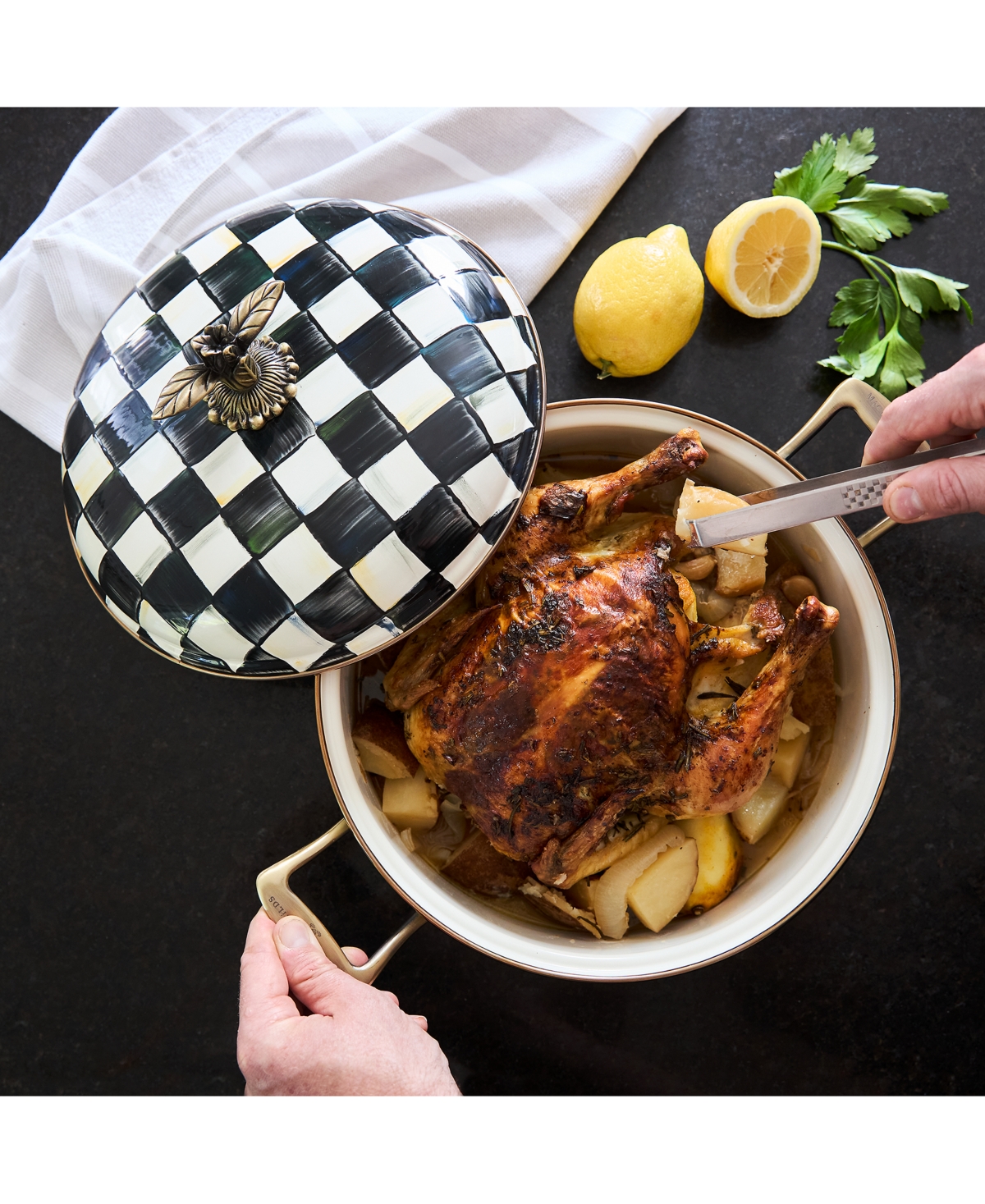 Mackenzie-childs Courtly Check 5-quart Casserole Dish In Black