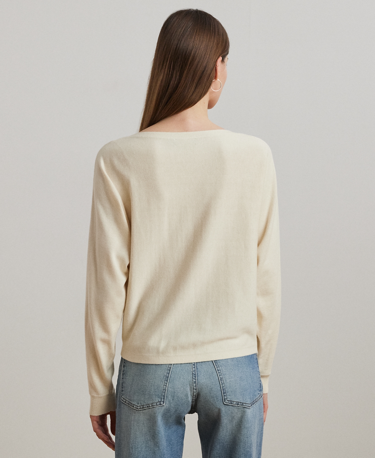 Ralph Lauren Petite Cotton-blend Dolman-sleeve Sweater In Brown