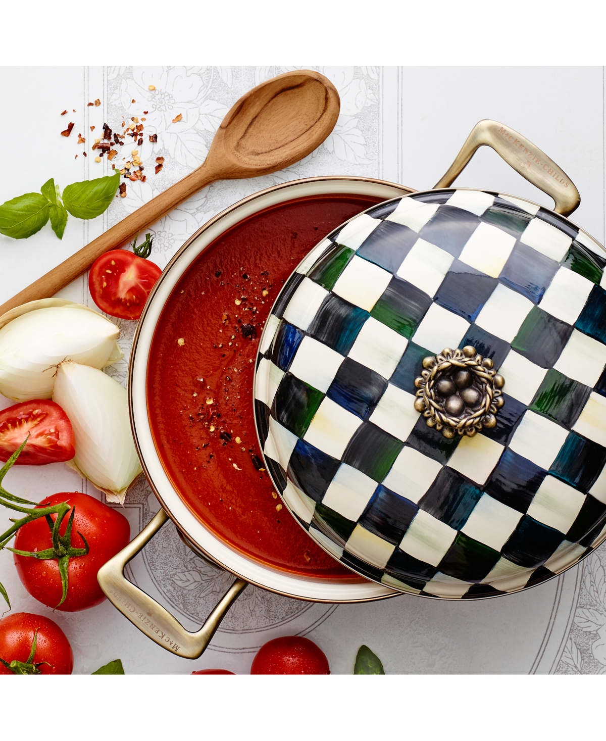 Mackenzie-childs Courtly Check 3-quart Enameled Steel Casserole Dish In Multi