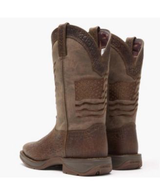 Men's Rebel by Brown Distressed Flag Embroidery Western Boot