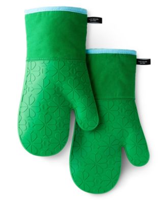 Spade Flower Soft Silicone Oven Mitt Set, 7" x 13"