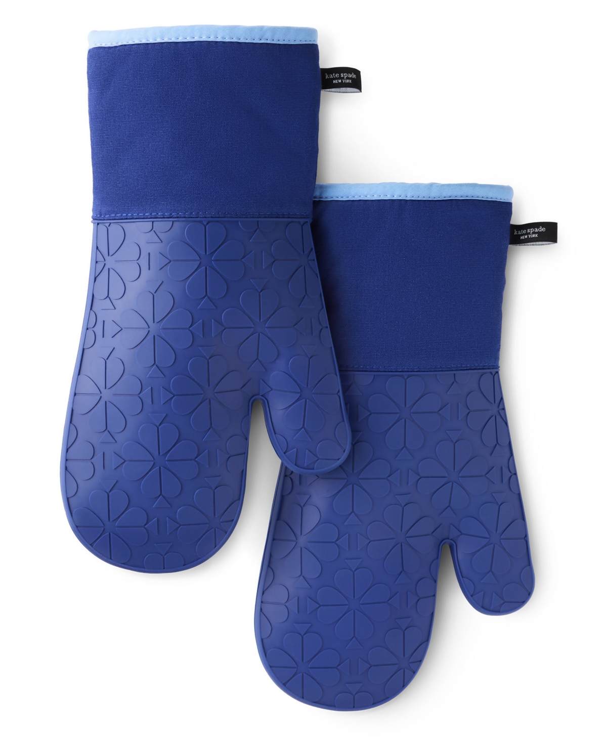 Spade Flower Soft Silicone Oven Mitt Set, 7" x 13" - Red,Pink